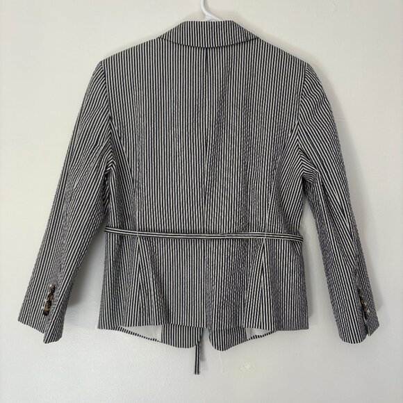 Ann Taylor Striped Blazer Jacket Blue White Nautical Size 8 - Picture 5 of 10
